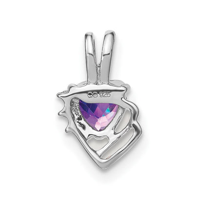 14k White Gold Amethyst and Real Diamond Pendant