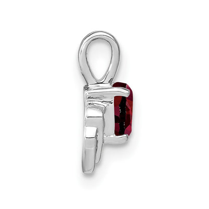 14k White Gold Garnet and Real Diamond Pendant
