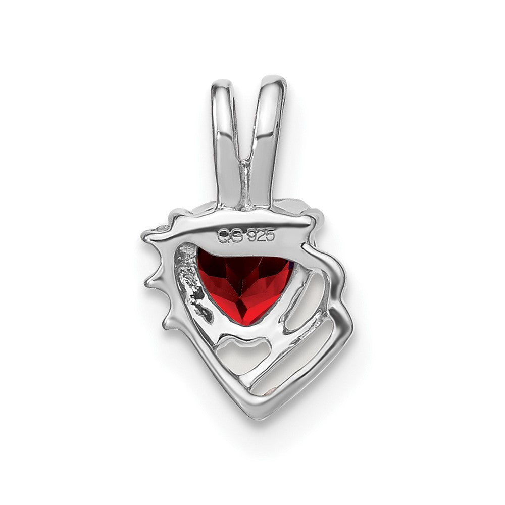 14k White Gold Garnet and Real Diamond Pendant