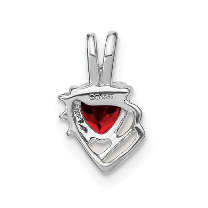 14k White Gold Garnet and Real Diamond Pendant