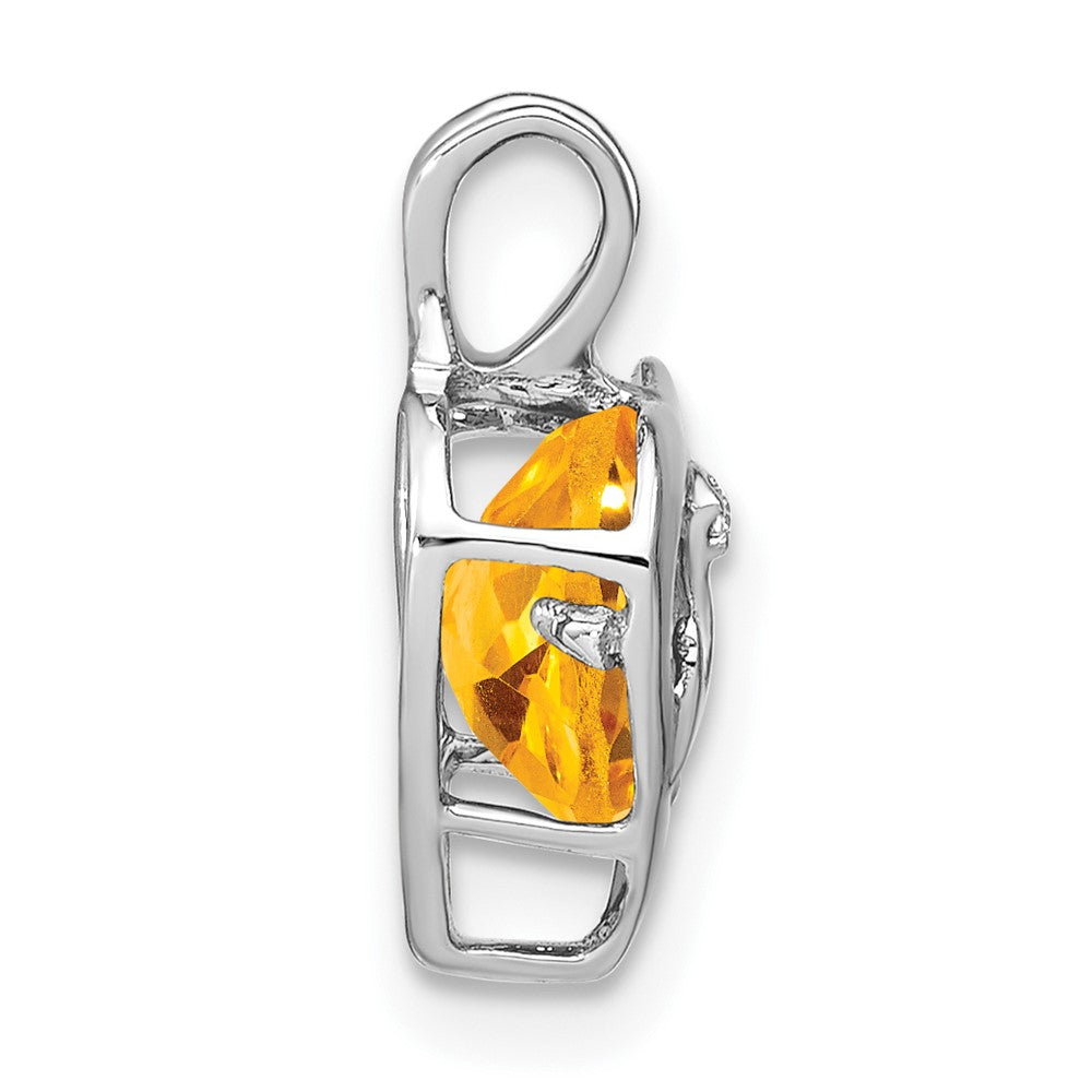 14k White Gold Citrine and Real Diamond MOM Heart Pendant