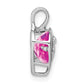 Solid 14k White Gold Creat. PinK Simulated Sapphire Simulated/Simulated CZ MOM Heart Pendant