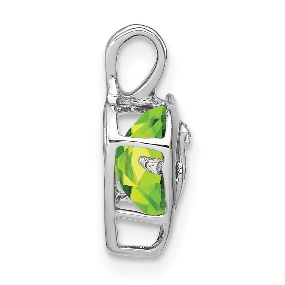 14k White Gold Peridot and Real Diamond MOM Heart Pendant