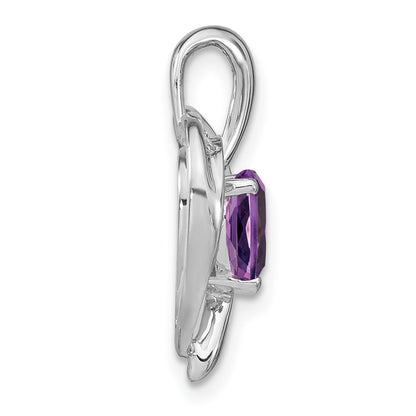 14k White Gold Amethyst and Real Diamond Heart Pendant