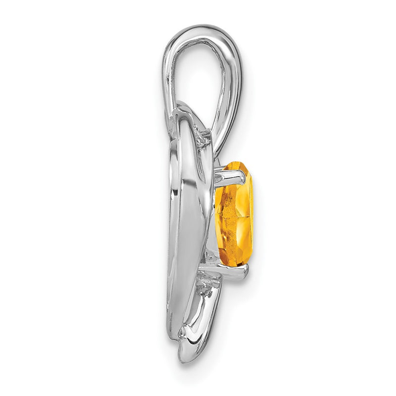 14k White Gold Citrine and Real Diamond Heart Pendant