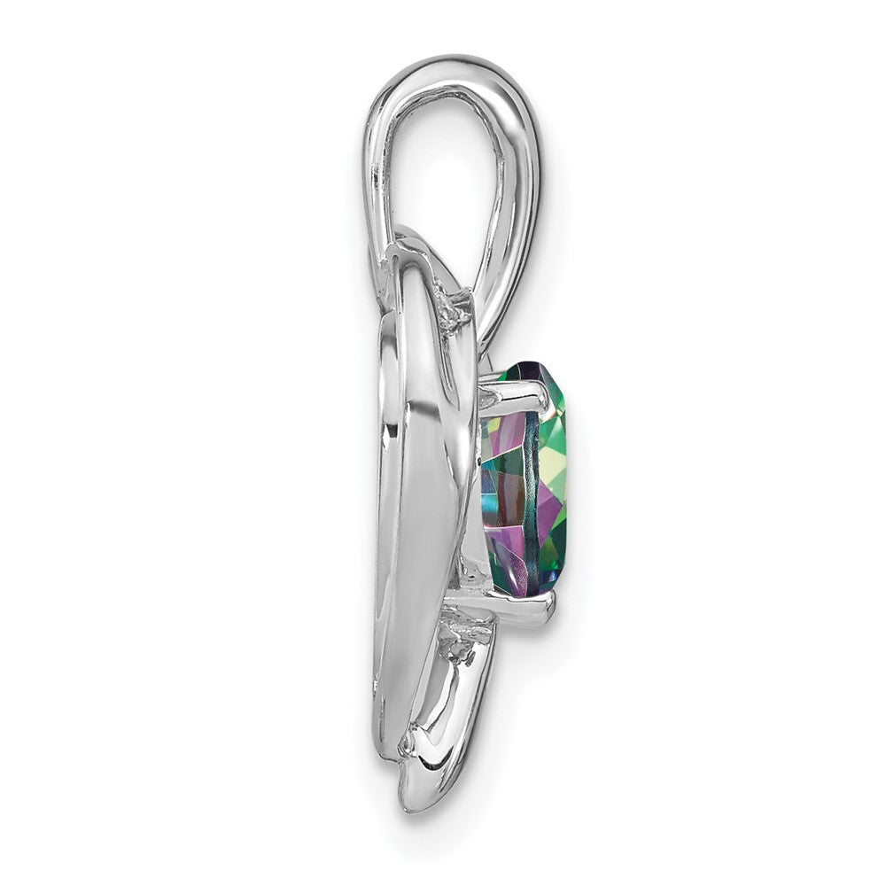 14k White Gold Mystic Fire Topaz and Real Diamond Heart Pendant