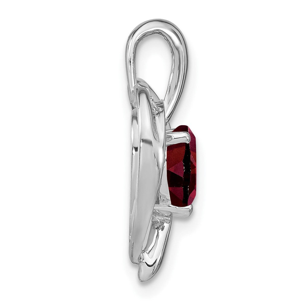 14k White Gold Garnet and Real Diamond Heart Pendant