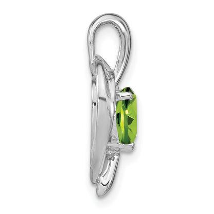 14k White Gold Peridot and Real Diamond Heart Pendant