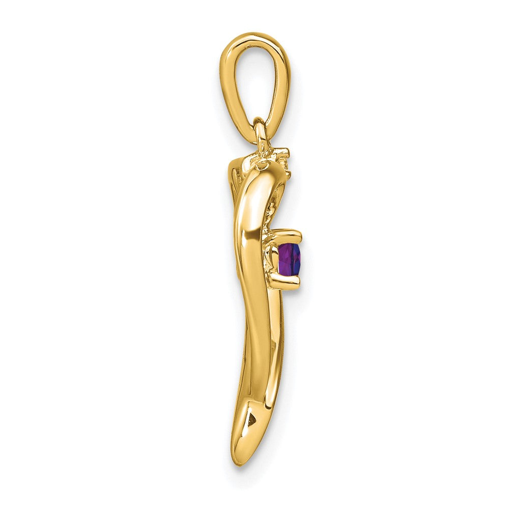 10K Yellow Gold Amethyst and Real Diamond Heart Pendant
