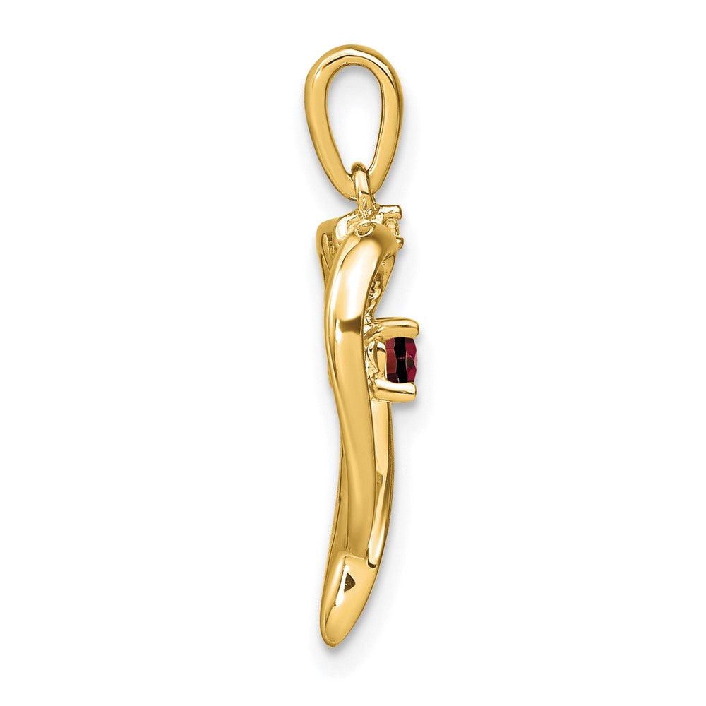 14K Yellow Gold Garnet and Real Diamond Heart Pendant