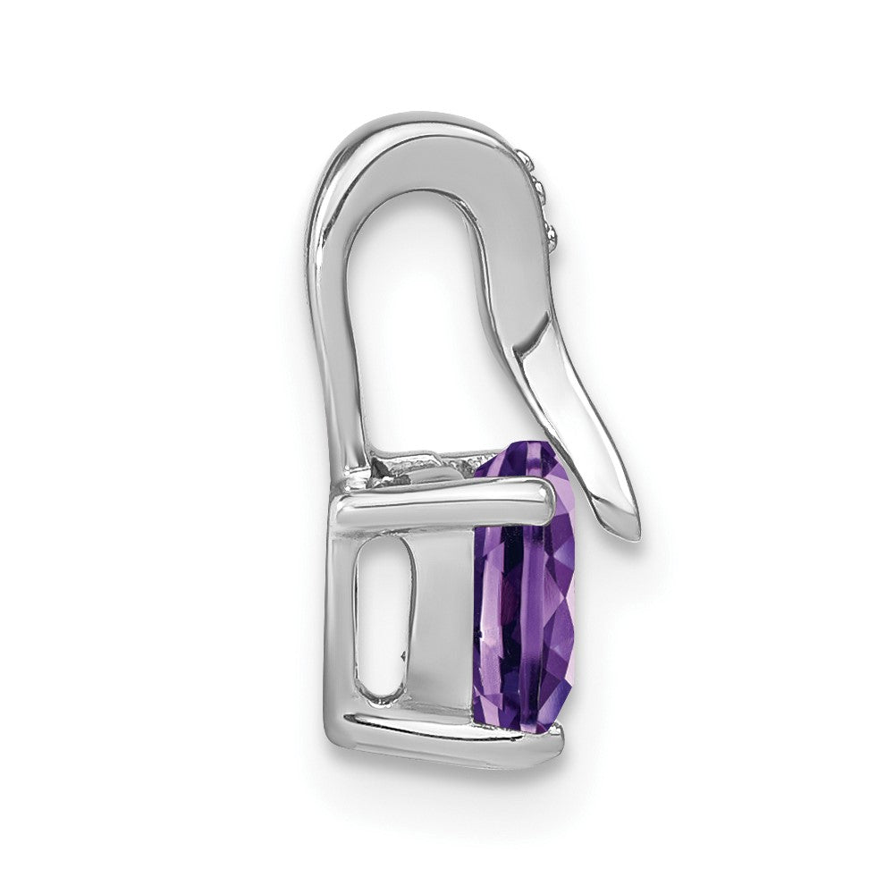14k White Gold Amethyst and Real Diamond Heart Pendant