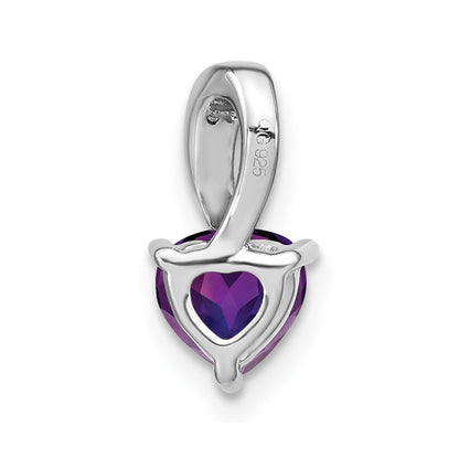14k White Gold Amethyst and Real Diamond Heart Pendant