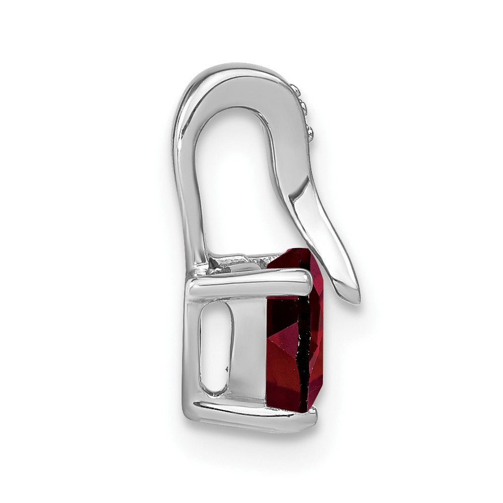 14k White Gold Garnet and Real Diamond Heart Pendant