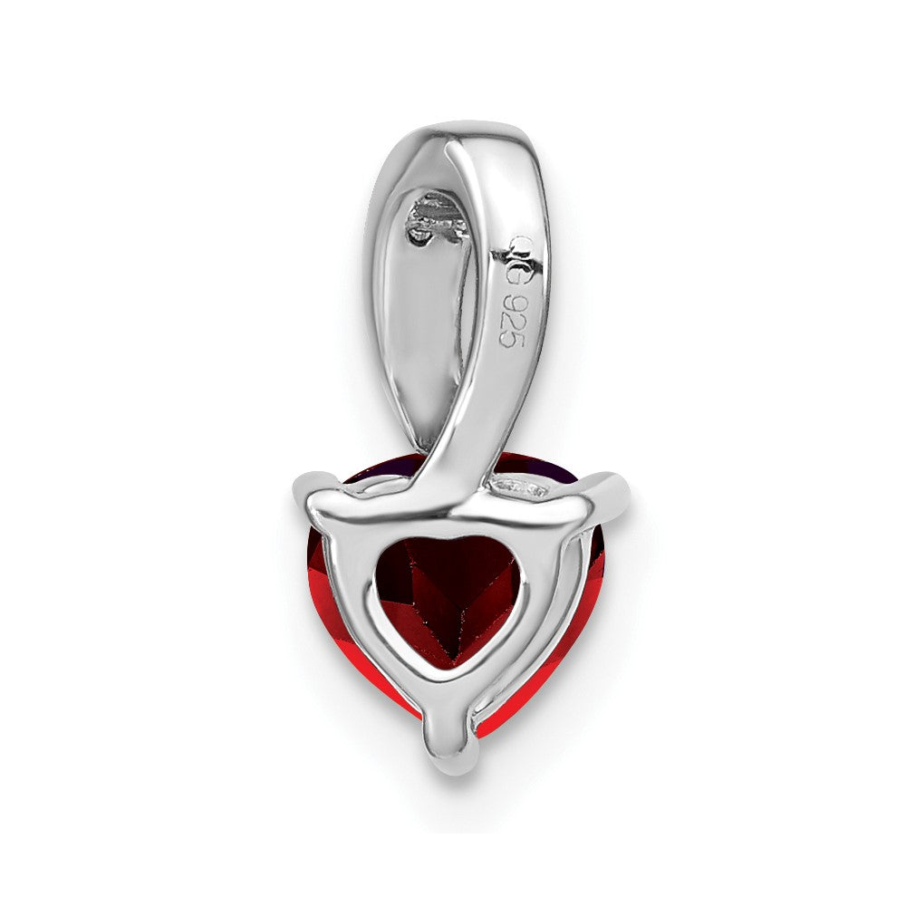 14k White Gold Garnet and Real Diamond Heart Pendant