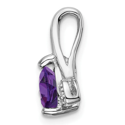 14k White Gold Amethyst and Real Diamond Heart Pendant