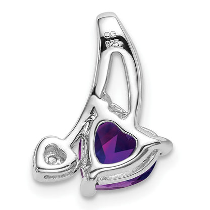 14k White Gold Amethyst and Real Diamond Heart Pendant