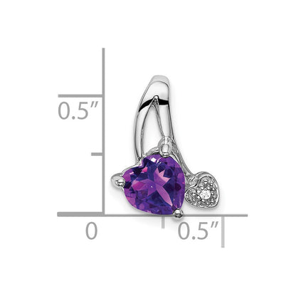 14k White Gold Amethyst and Real Diamond Heart Pendant