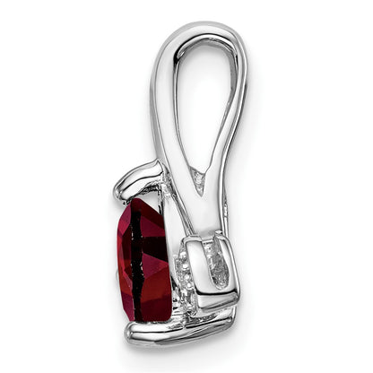 14k White Gold Garnet and Real Diamond Heart Pendant