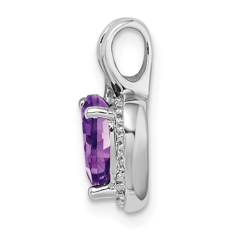 14k White Gold Amethyst and Real Diamond Heart Pendant