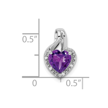 14k White Gold Amethyst and Real Diamond Heart Pendant