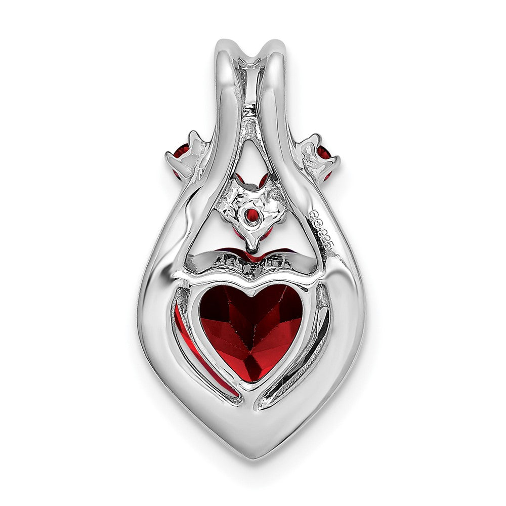 14k White Gold Garnet Heart Pendant