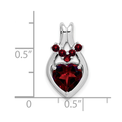 14k White Gold Garnet Heart Pendant