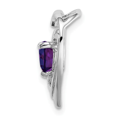 14k White Gold Amethyst and Real Diamond Heart Pendant