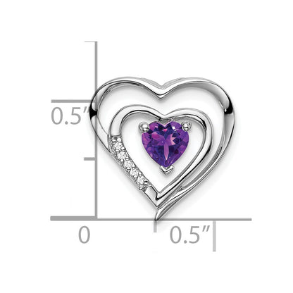 14k White Gold Amethyst and Real Diamond Heart Pendant