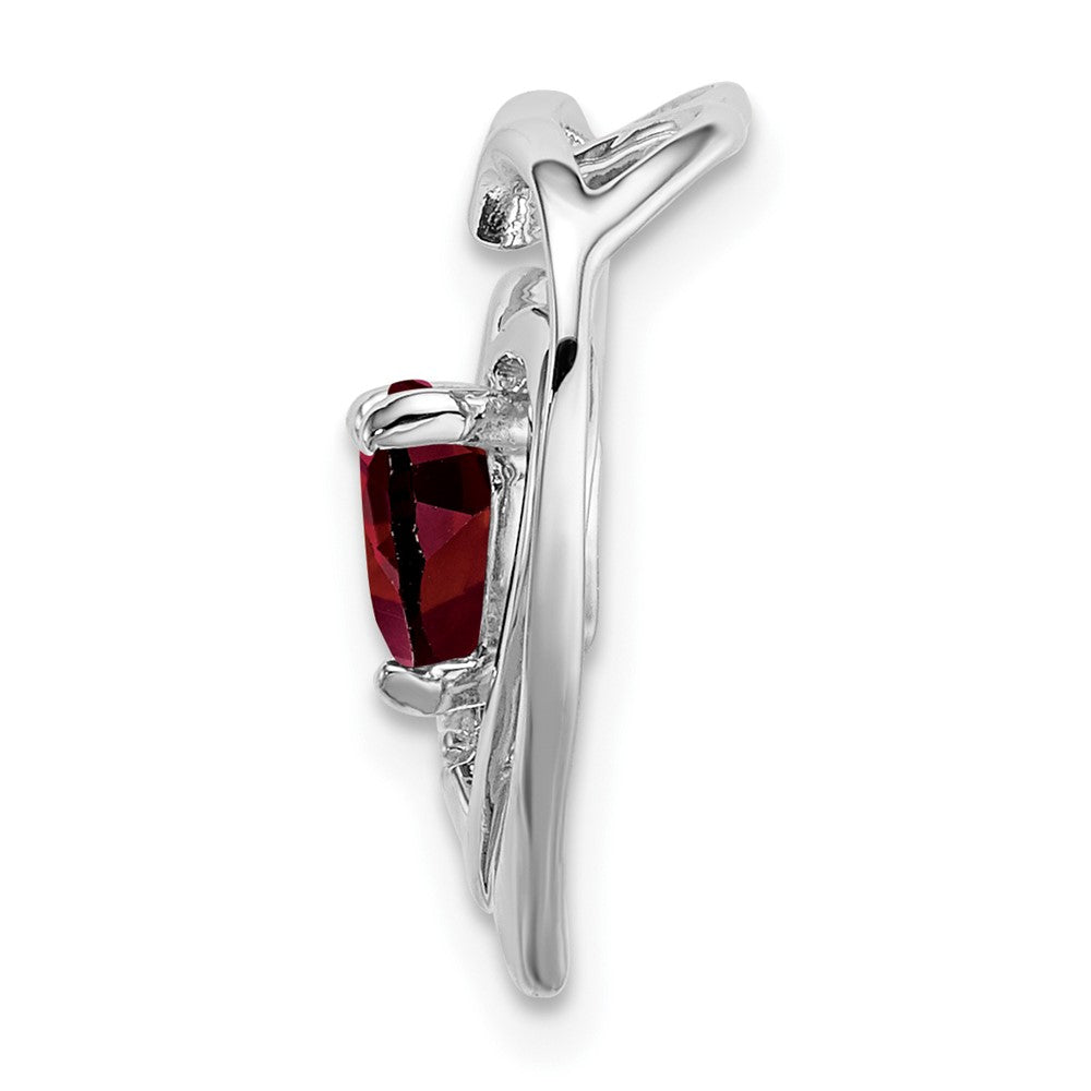 14k White Gold Garnet and Real Diamond Heart Pendant