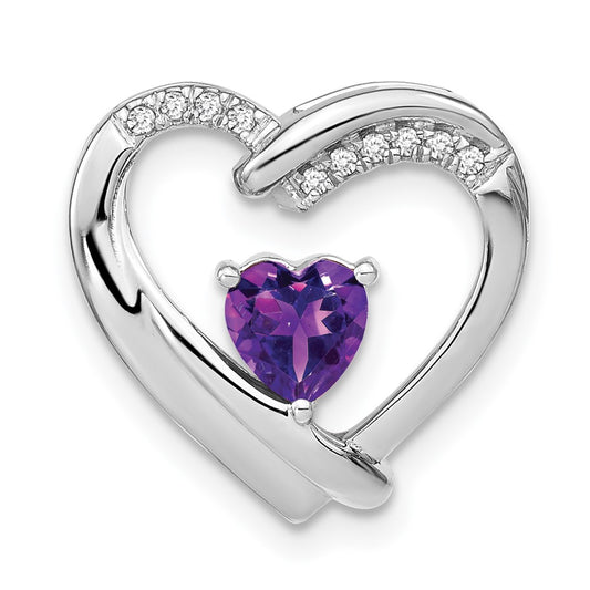 Sterling Silver Amethyst and Real Diamond Pendant