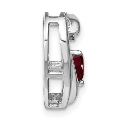 Sterling Silver Garnet and Real Diamond Pendant