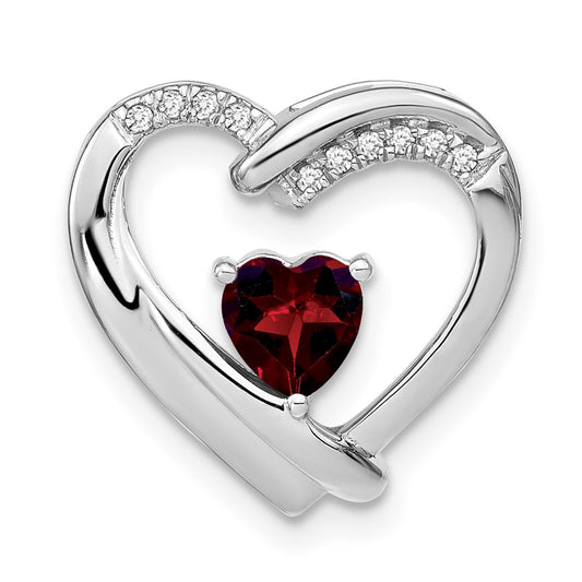 Sterling Silver Garnet and Real Diamond Pendant