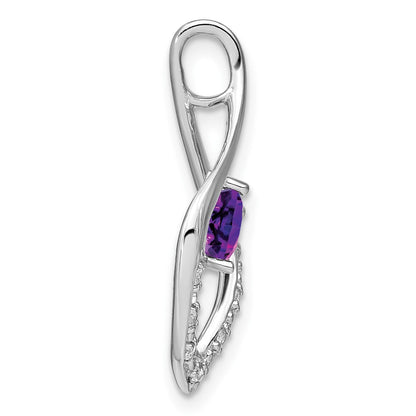 14k White Gold Amethyst and Real Diamond Pendant