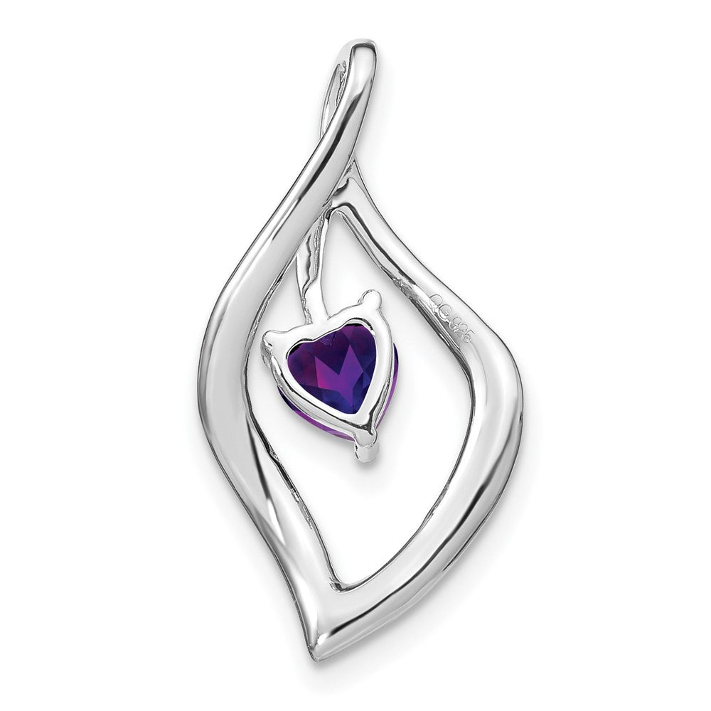 14k White Gold Amethyst and Real Diamond Pendant