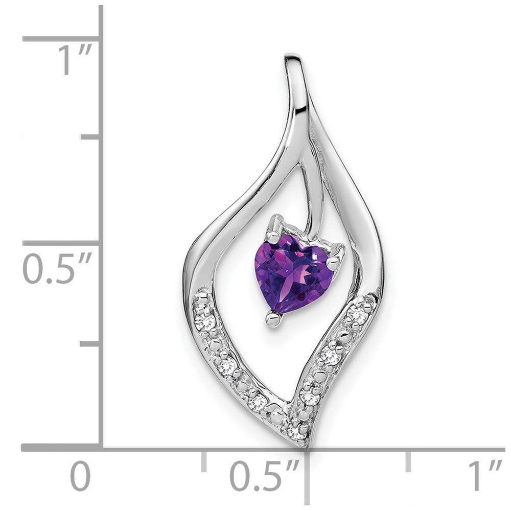 14k White Gold Amethyst and Real Diamond Pendant