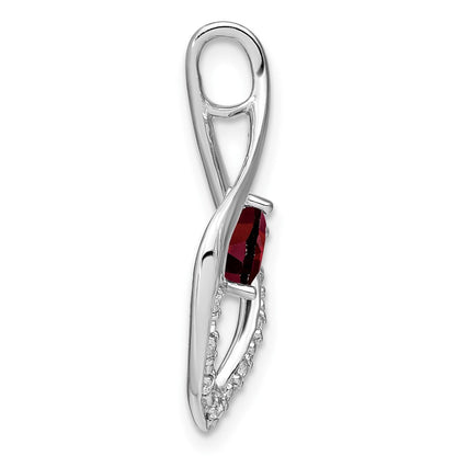 14k White Gold Garnet and Real Diamond Pendant