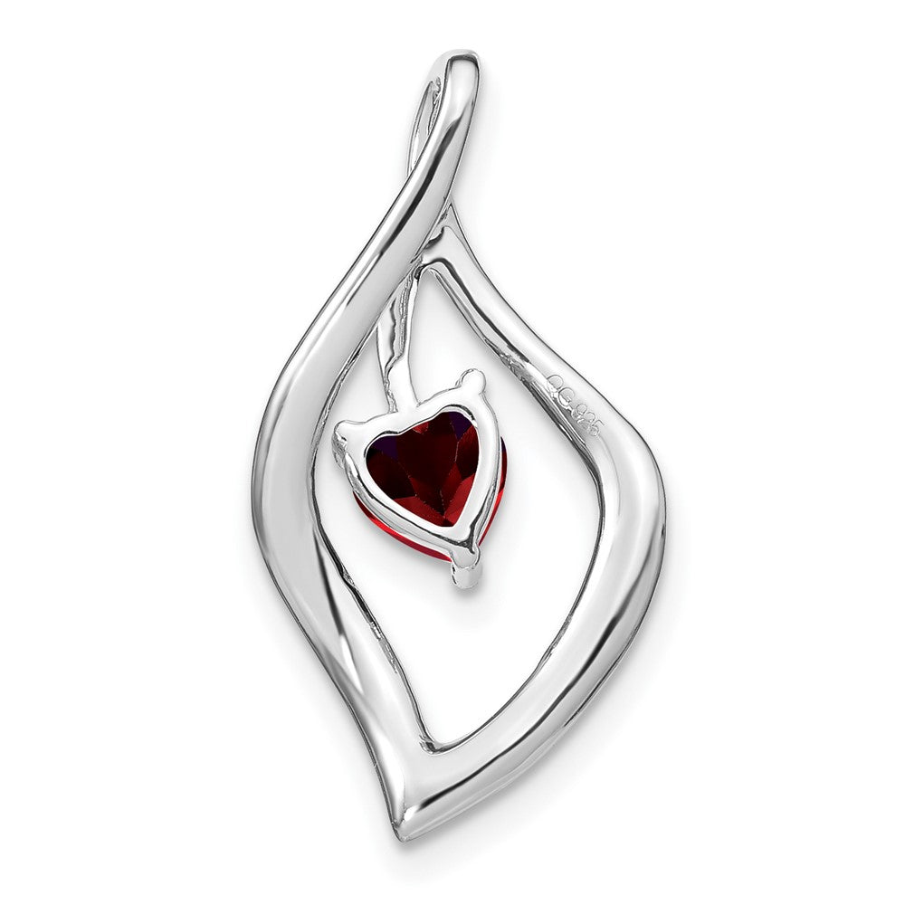 14k White Gold Garnet and Real Diamond Pendant