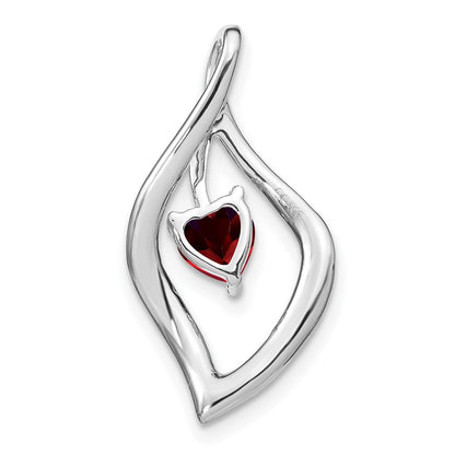 14k White Gold Garnet and Real Diamond Pendant