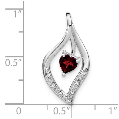 14k White Gold Garnet and Real Diamond Pendant