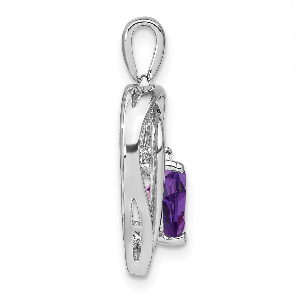 Sterling Silver Amethyst and Real Diamond Pendant