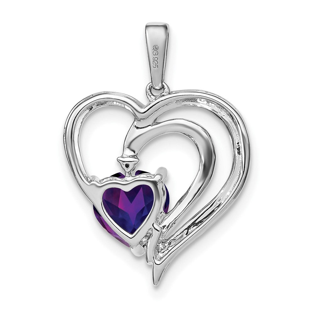 Sterling Silver Amethyst and Real Diamond Pendant