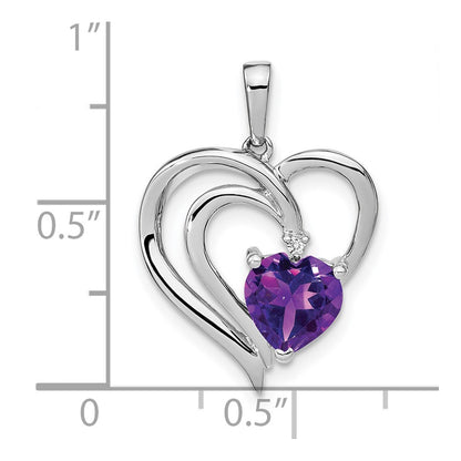Sterling Silver Amethyst and Real Diamond Pendant