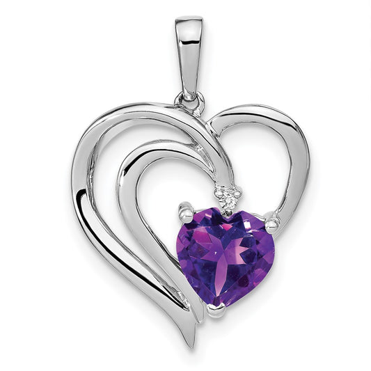 Sterling Silver Amethyst and Real Diamond Pendant