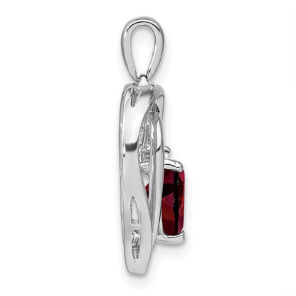 Sterling Silver Garnet and Real Diamond Pendant
