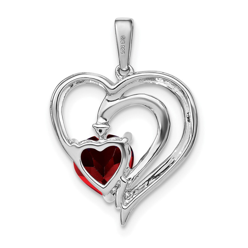 Sterling Silver Garnet and Real Diamond Pendant