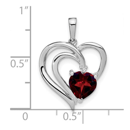Sterling Silver Garnet and Real Diamond Pendant