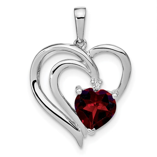 Sterling Silver Garnet and Real Diamond Pendant