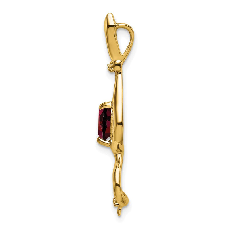 10K Yellow Gold Garnet and Real Diamond Cat Pendant
