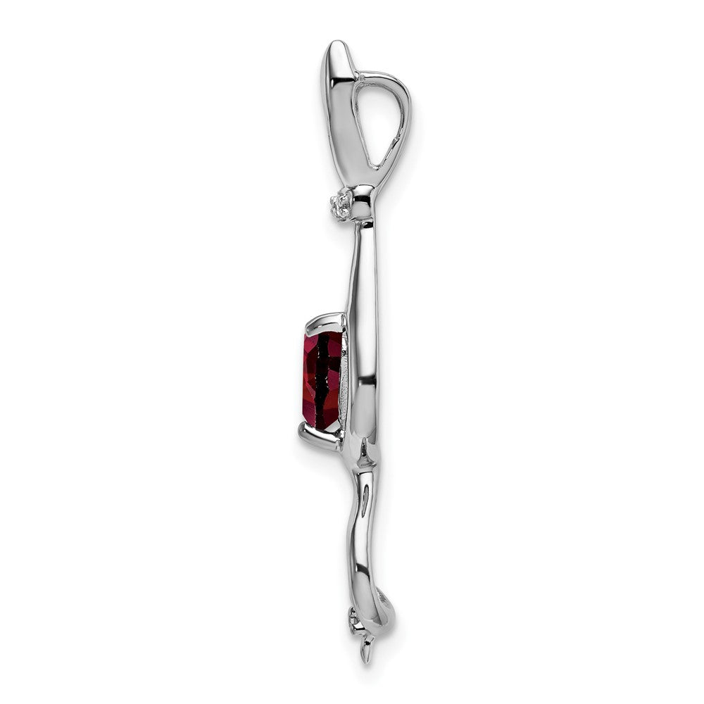 14k White Gold Garnet and Real Diamond Cat Pendant