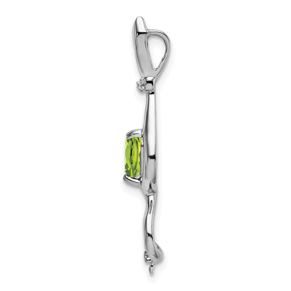 14k White Gold Peridot and Real Diamond Cat Pendant